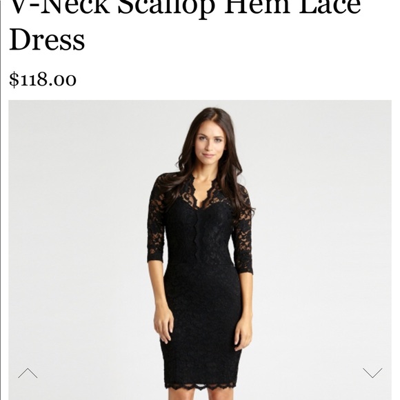 Karen Kane V-Neck Scallop Hem Lace Dress - Picture 1 of 4